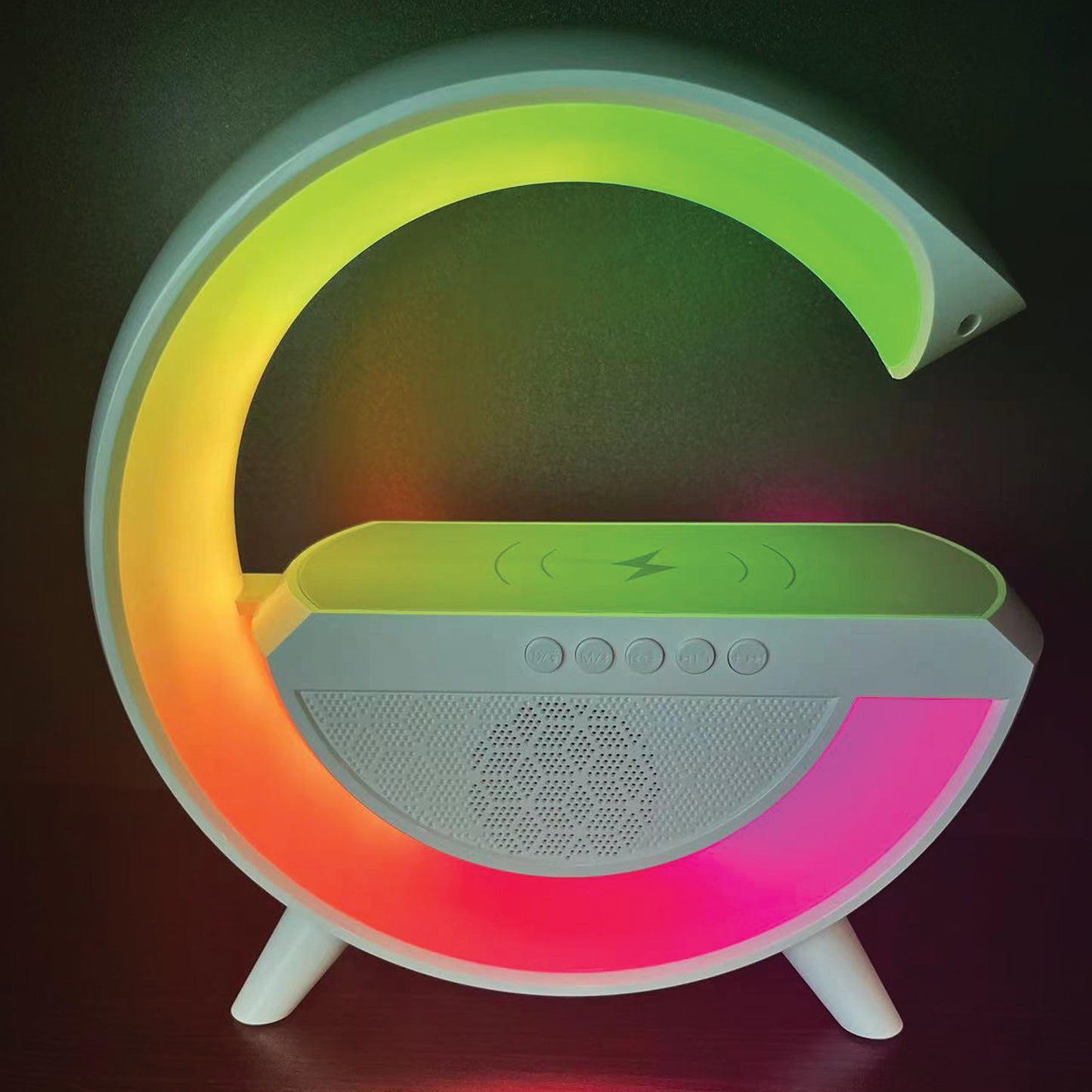 Bluetooth LED Wireless Charging Speaker with FM Radio, Fast Wireless Charger with Bluetooth Audio Night Lamp