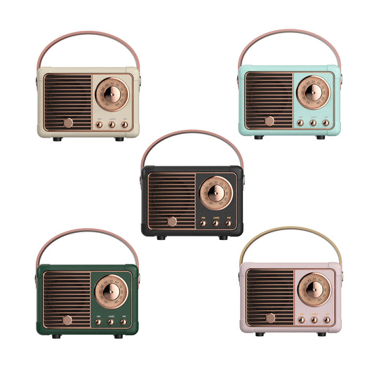 Mini Portable Vintage Bluetooth Speaker with FM Radio Old Fashioned Music Player, Office Accessories for Android/iOS Devices