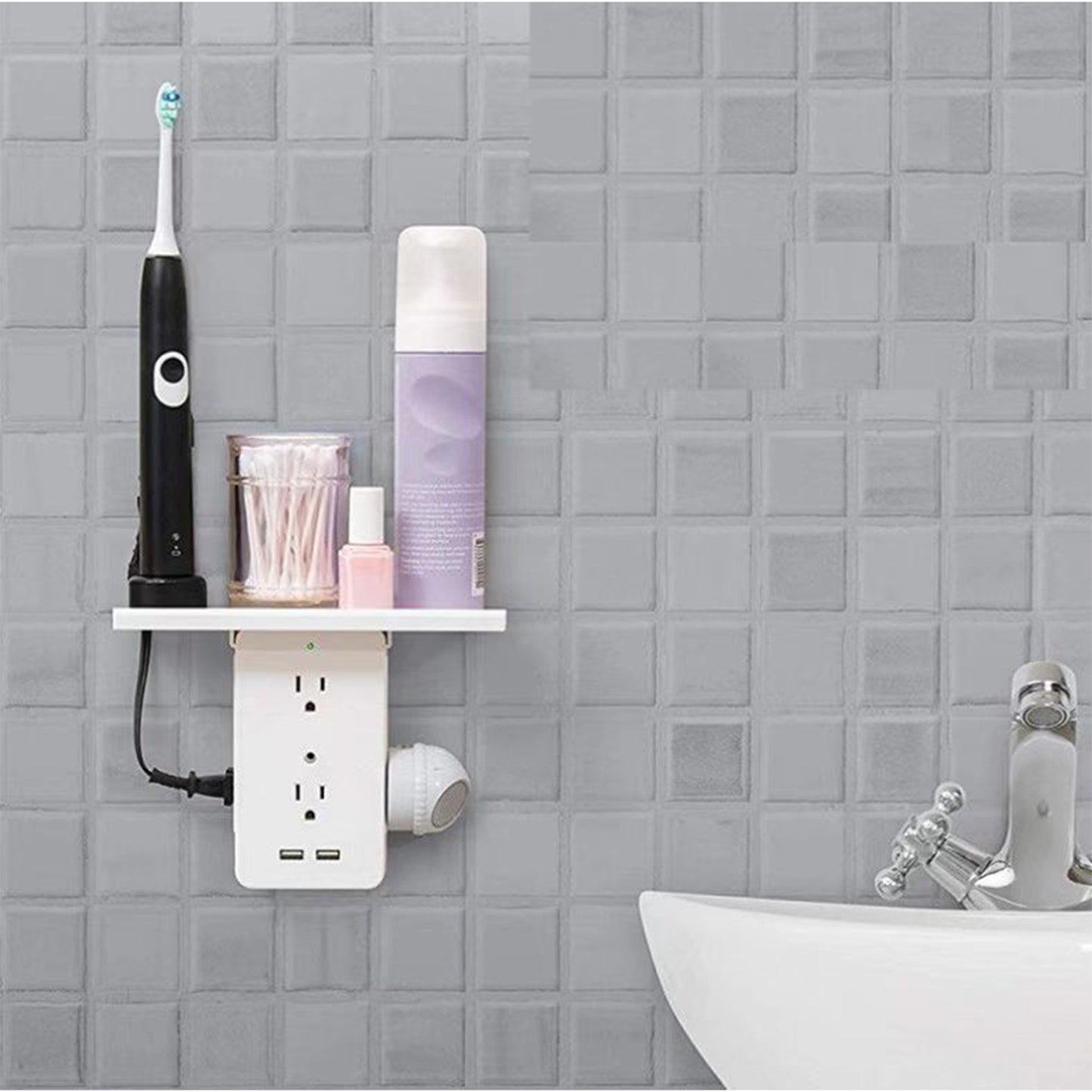 ZTECH Socket Shelf Space Saving Power Strip