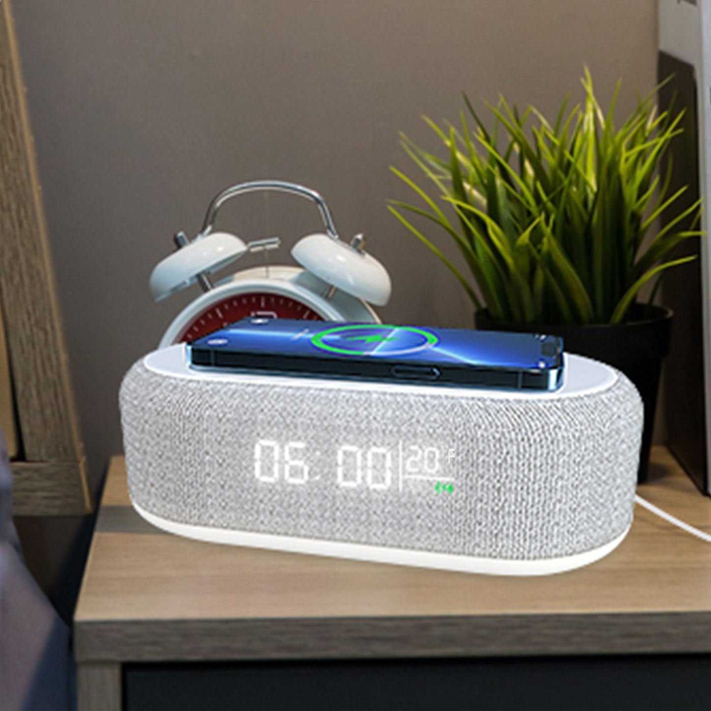 3-in-1 Alarm Clock with Wireless Charger