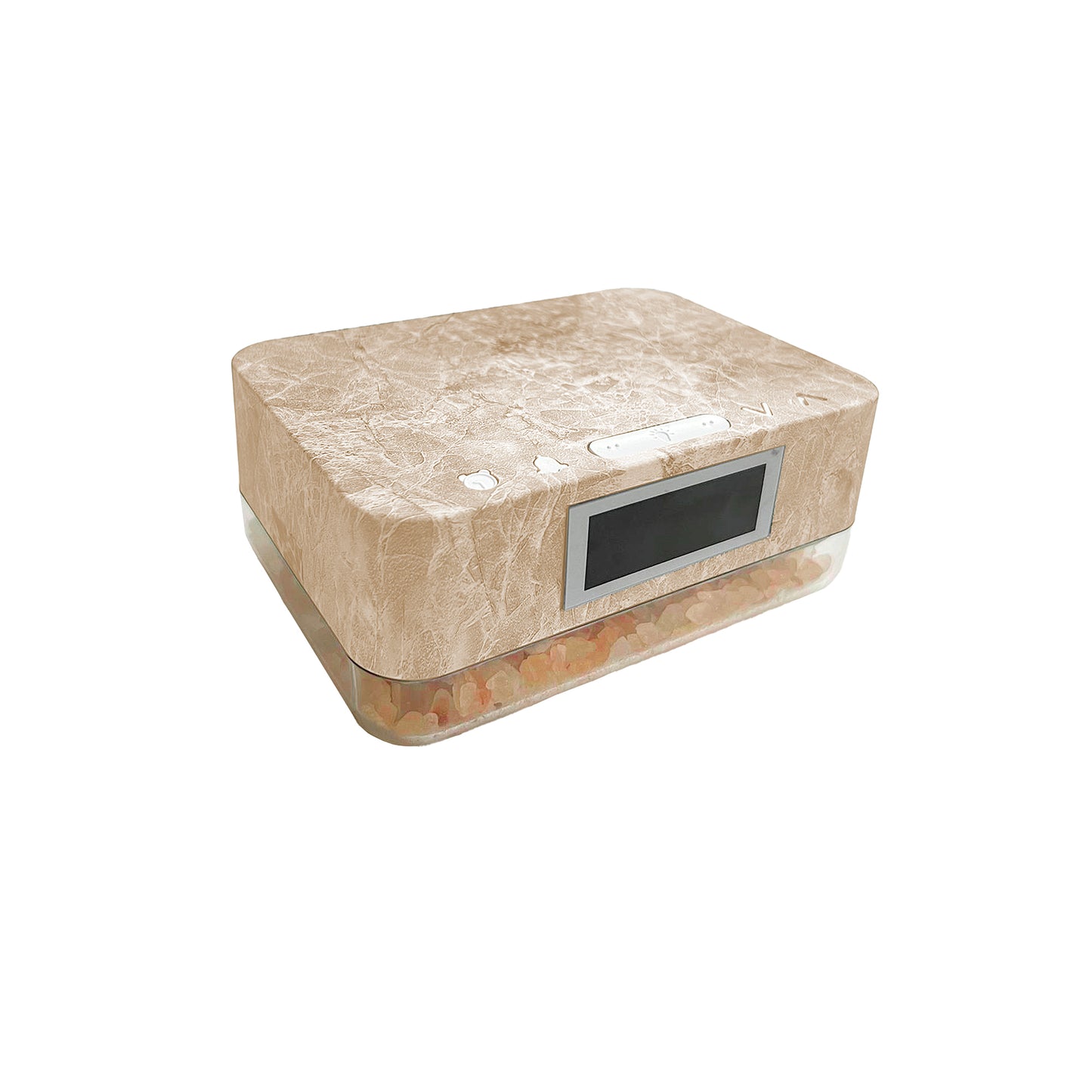Wood Alarm Clock Wireless Charger with Himalayan Salt Base, 3 Level LED Lamp