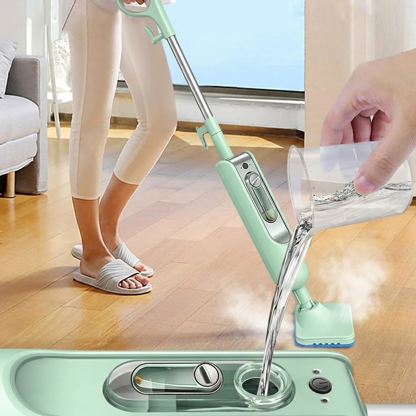 Steam Mop with 13.5 oz Water Tank – Adjustable Steam Floor Cleaner