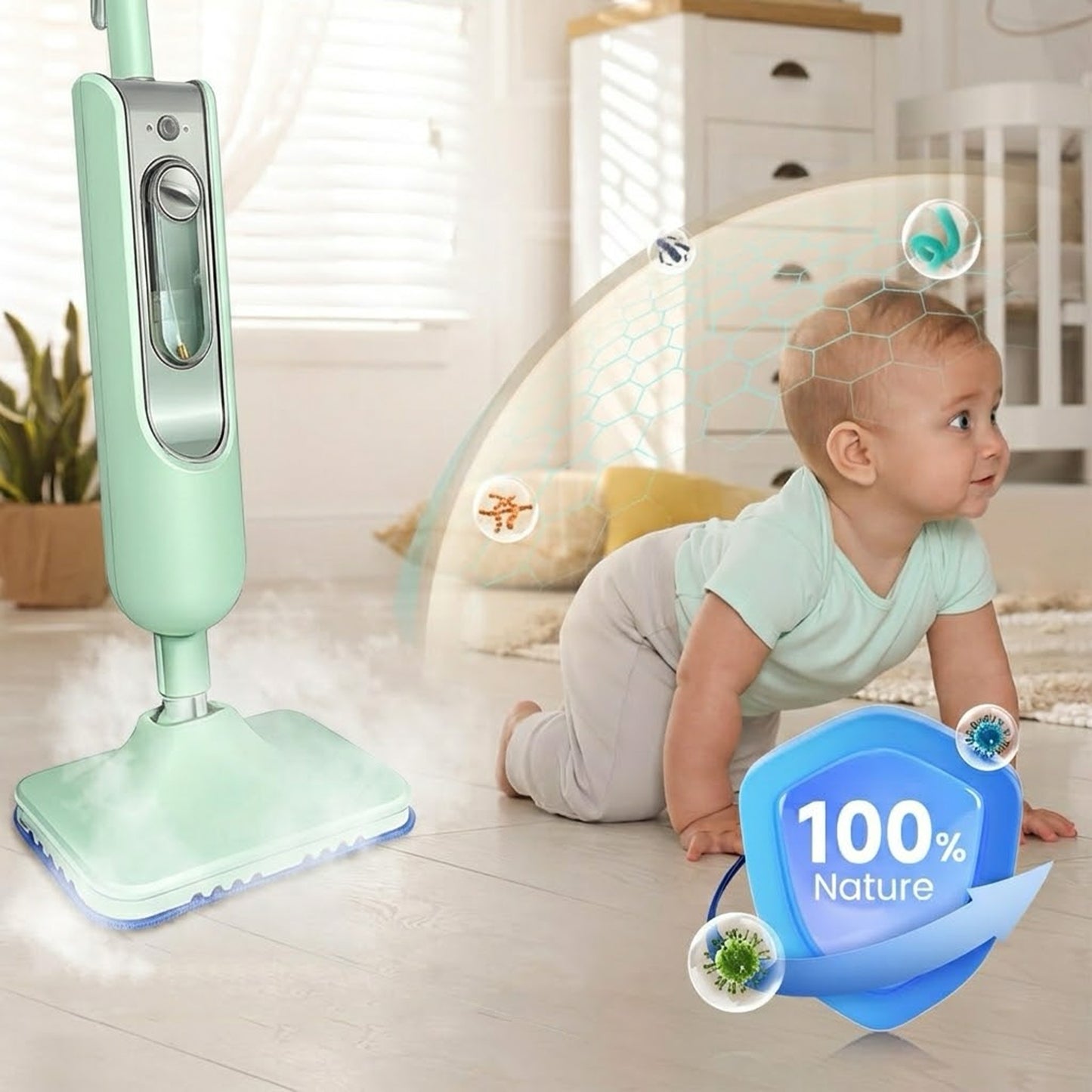 Steam Mop with 13.5 oz Water Tank – Adjustable Steam Floor Cleaner
