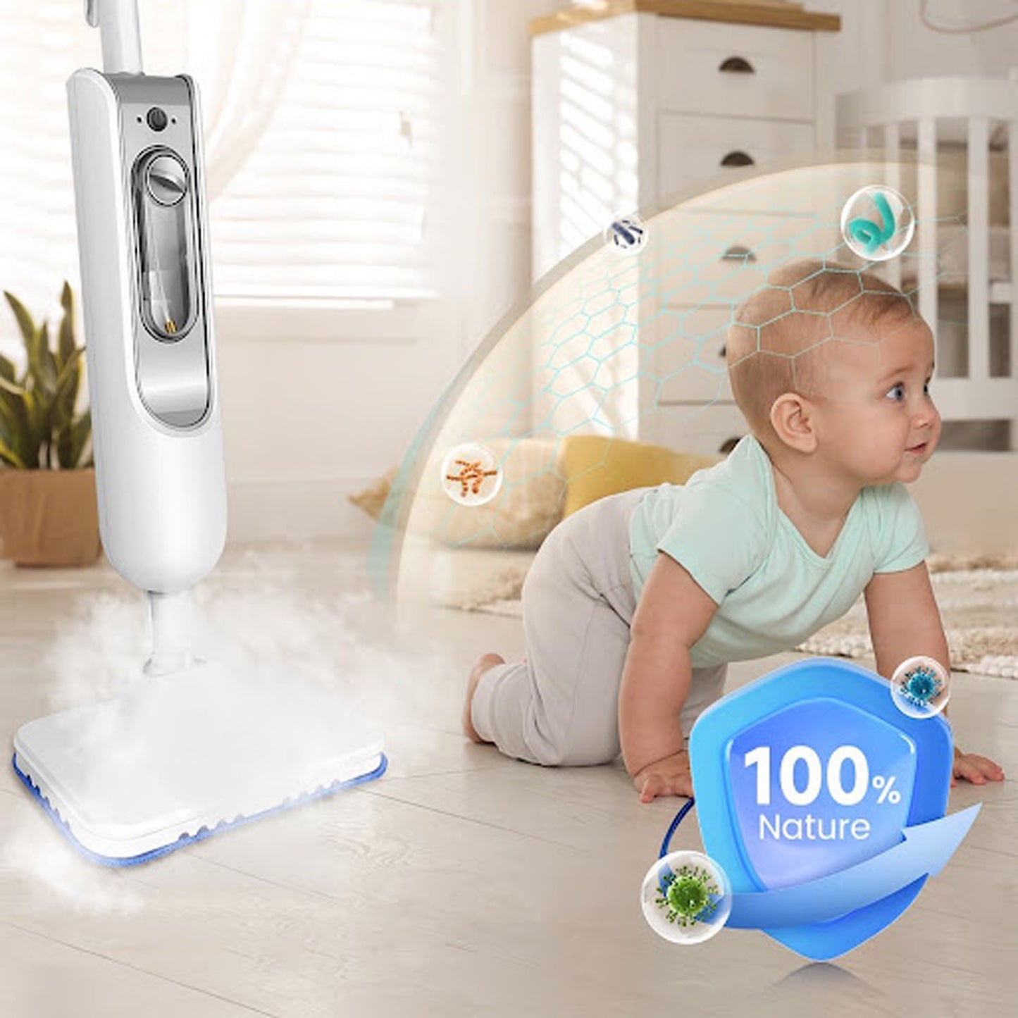 Steam Mop with 13.5 oz Water Tank – Adjustable Steam Floor Cleaner