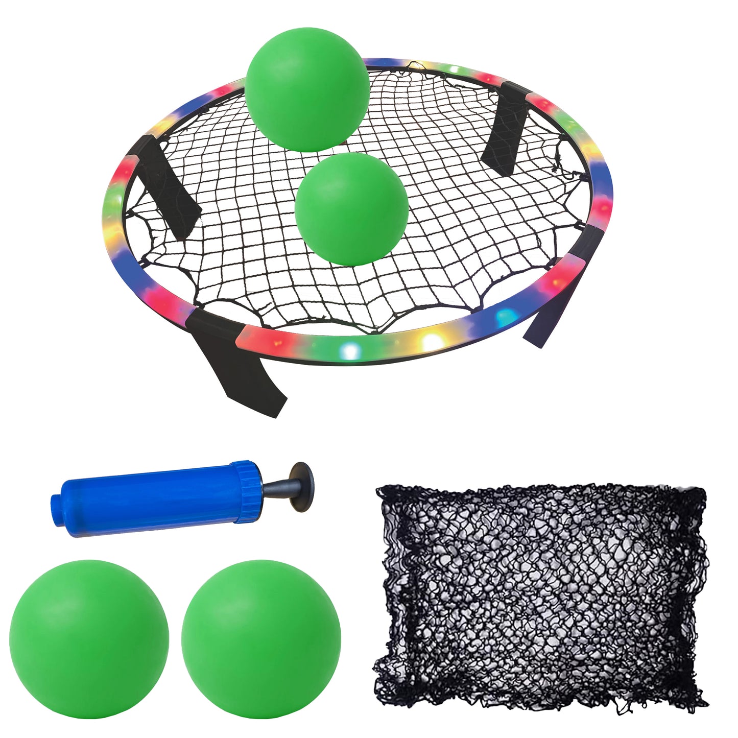 Rainbow LED Slamball Net with 2 Glow In-the-Dark Slaw Balls
