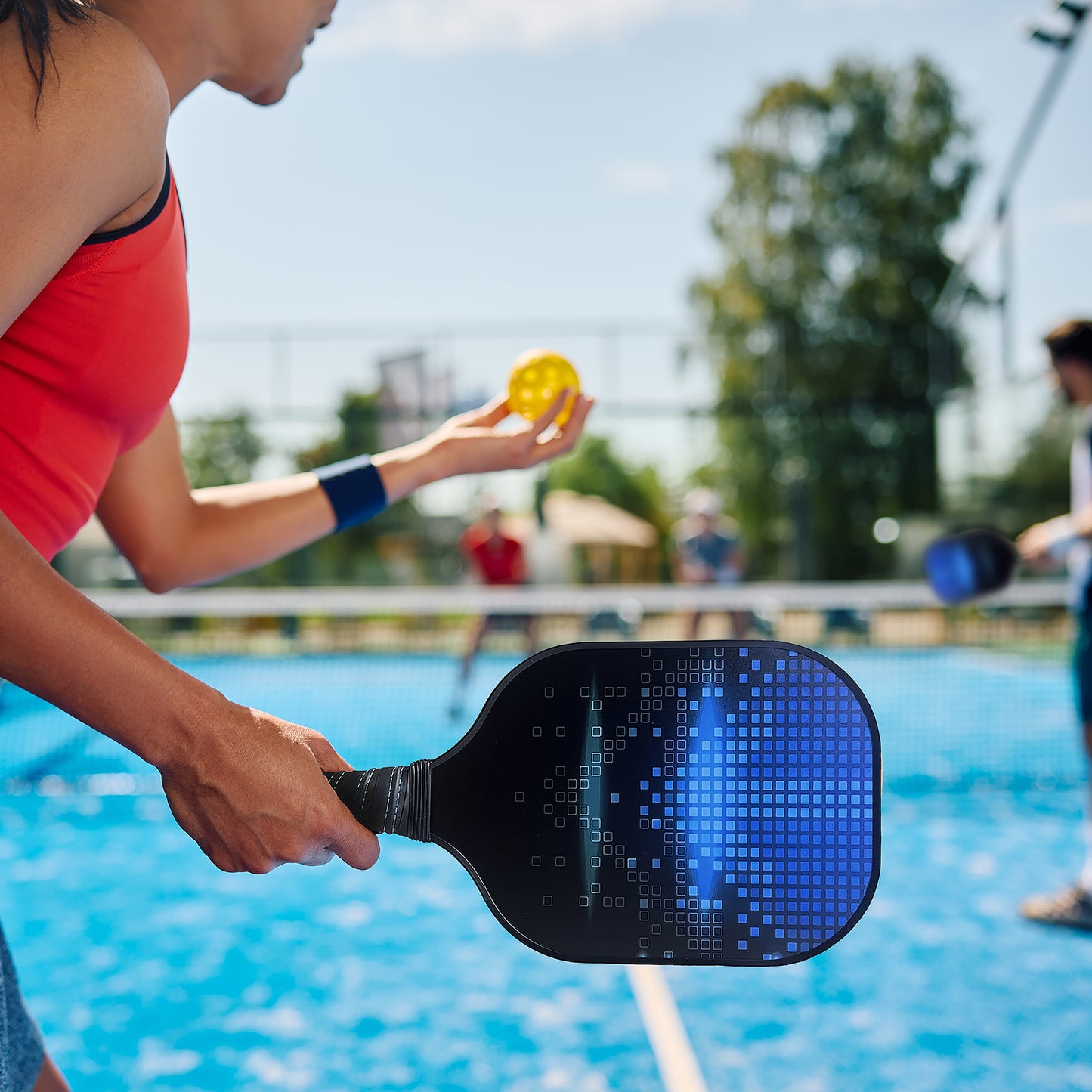 Pickleball Set, 2 Paddles with 4 Pickleballs and Drawstring Bag, Black