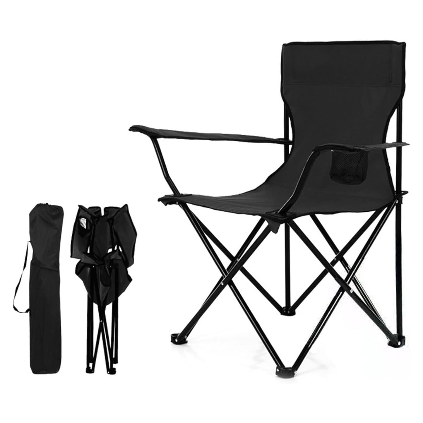 Foldable Camping Chair with Cup Holder & Carrying Case