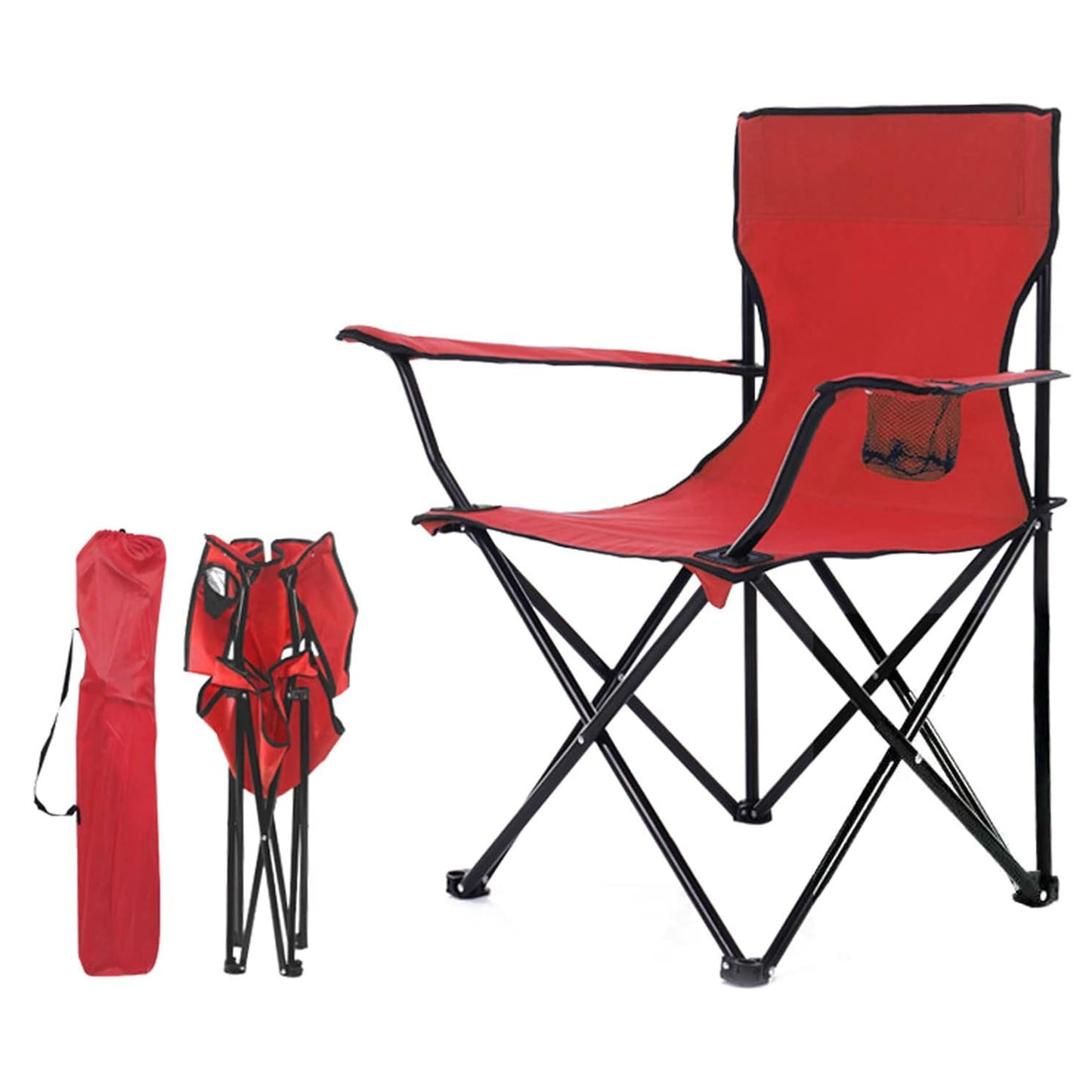 Foldable Camping Chair with Cup Holder & Carrying Case