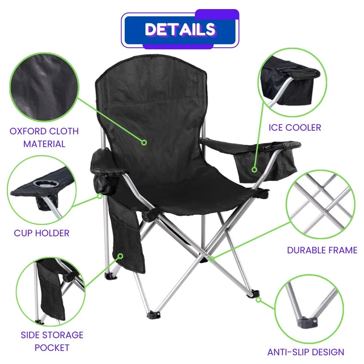Foldable Camping Chair with Cooler Bag