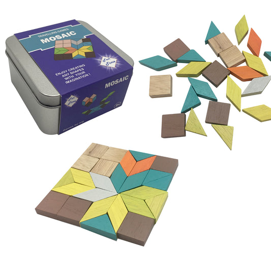Mosaic Pattern Educational Toy Wooden Puzzle, 26 Pieces Blocks