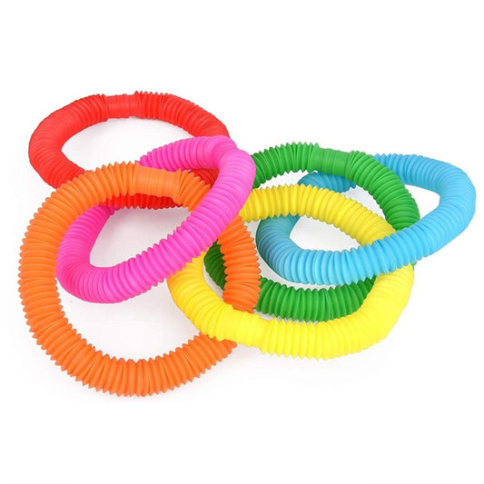 6 Packs Colorful DIY Fidget Pop Tube Toys for Kids, 27 inches Stretched Tube