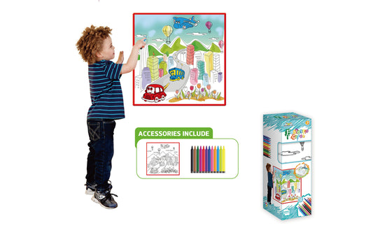 Kids Fantastic Washable Coloring Play Painting Mat with Washable Markers, 50CM * 50CM