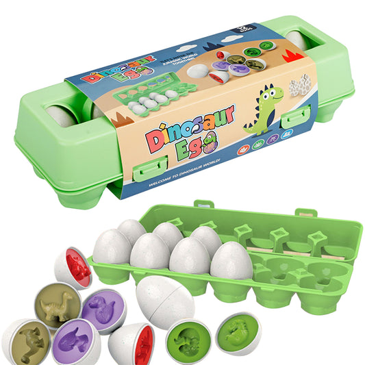 Dinosaur Egg Carton STEM Teaches Colors and Shapes, Sorting and Fine Motor Skills- Box of 12 Dinosaur Eggs