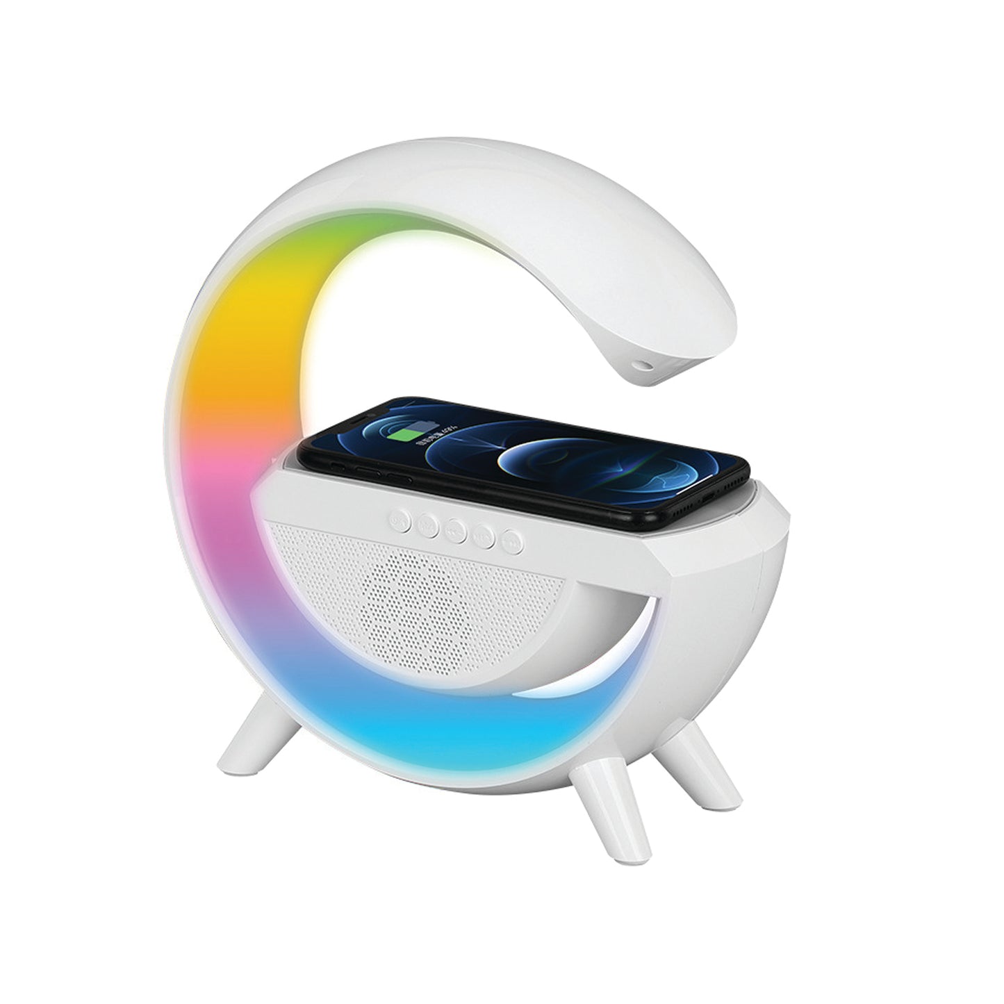 Bluetooth LED Wireless Charging Speaker with FM Radio, Fast Wireless Charger with Bluetooth Audio Night Lamp