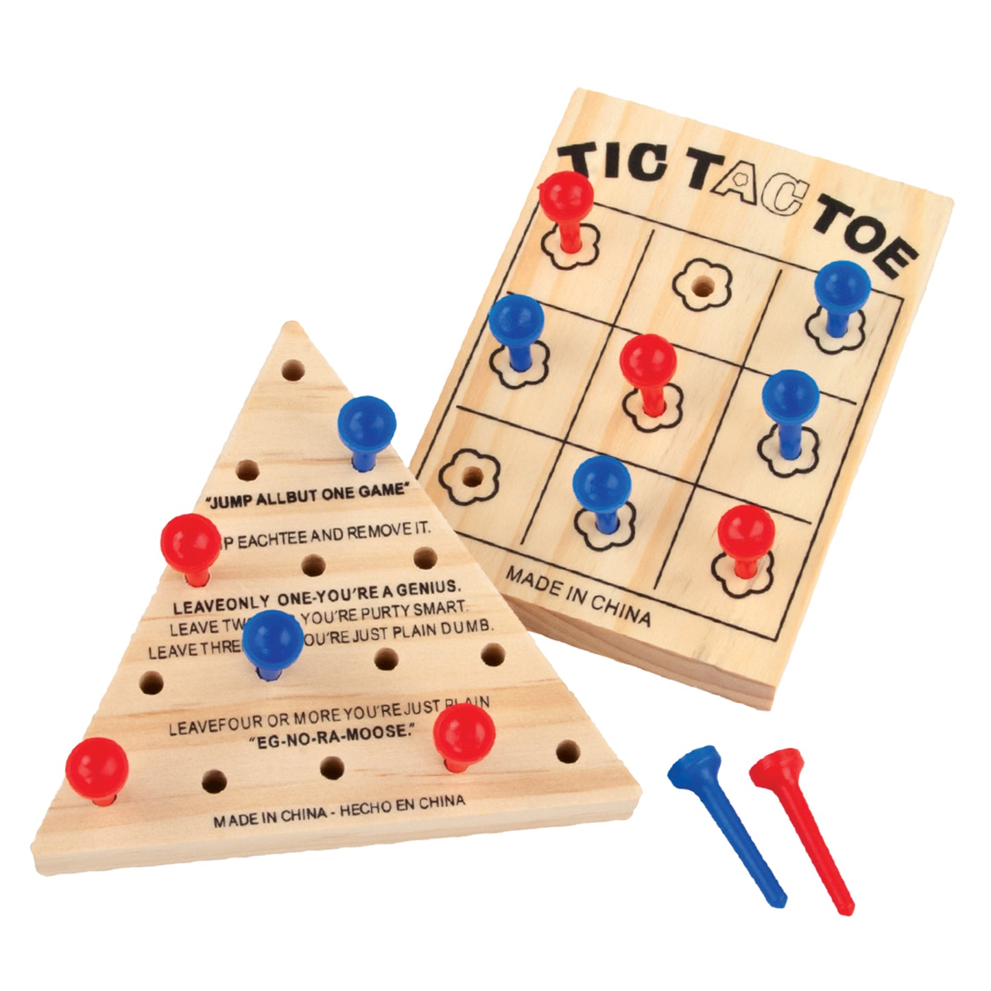Tic Tac Toe & Solitaire Mini Wooden Games
